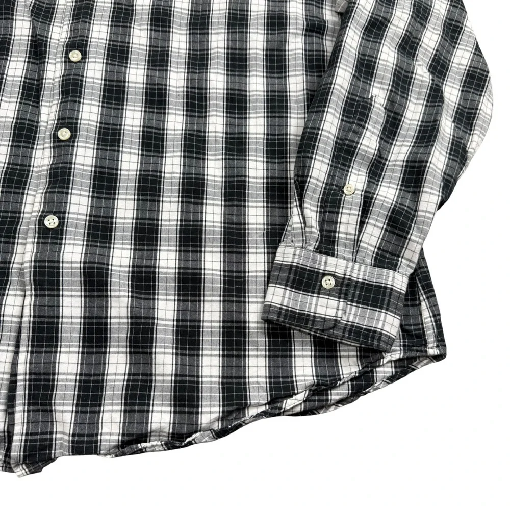 Polo Ralph Lauren Button Down Men XL Black White‎ Plaid Classic Fit Cotton Shirt